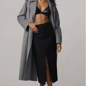 NWT Endless Rose Linen Blend Front-Slit Slim Midi Skirt